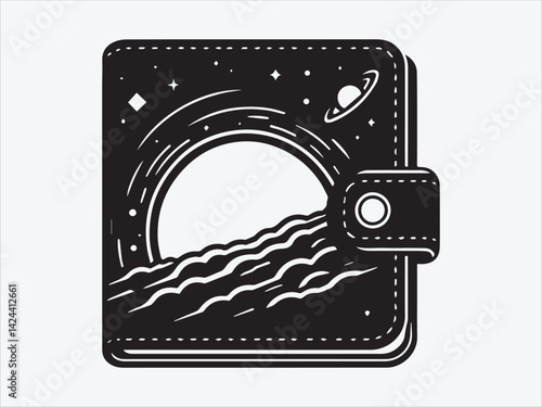 Wallet Silhouette with Folded Design for Finance, Personal Accessories, and Everyday Essentials