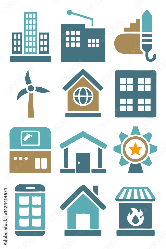 Sustainable City Icons: Vector Set for Eco-Friendly Initiatives Sustainable City Icons: Vector Set for Eco-Friendly Initiatives