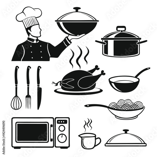 set of kitchen utensils