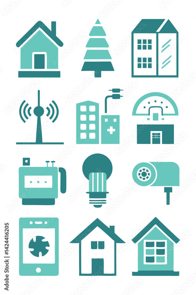 Smart Home and IoT Icons Illustration Vector Design Smart Home and IoT Icons Illustration Vector Design