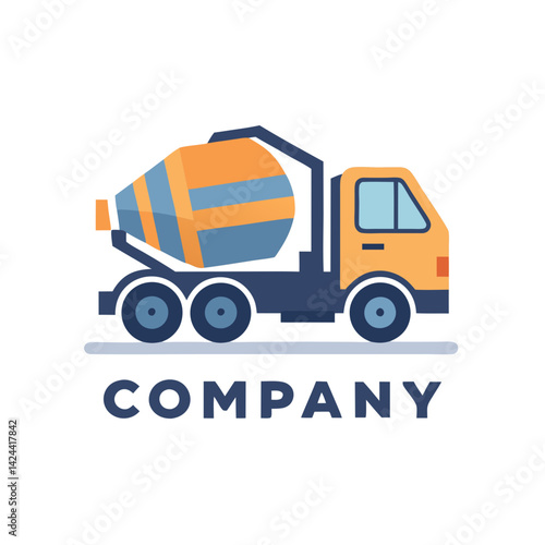 Stylish Concrete Mixer Truck Vector Logo Design Template