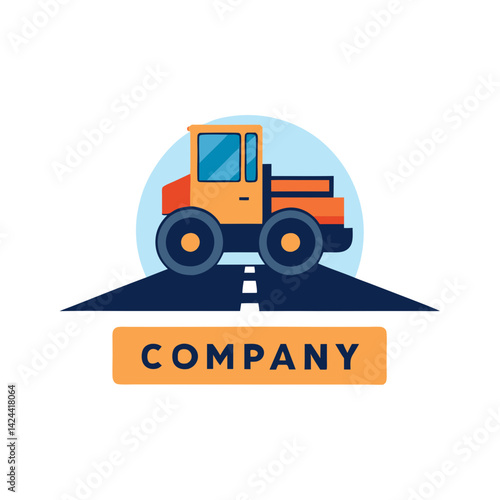 Road roller logo for construction and paving company