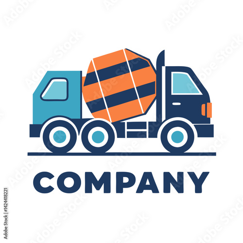 Cement Mixer Truck Logo Icon Vector Illustration