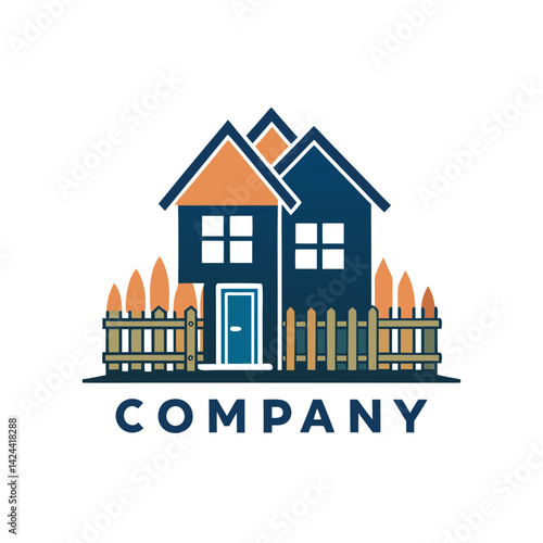 Charming House Logo Design with Fence and Trees