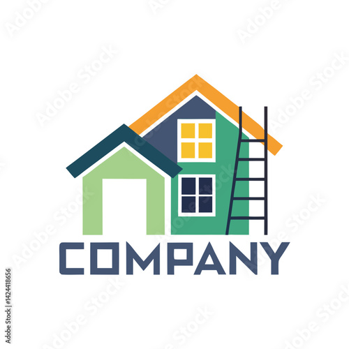 Colorful House Logo Design for Construction or Repair Services