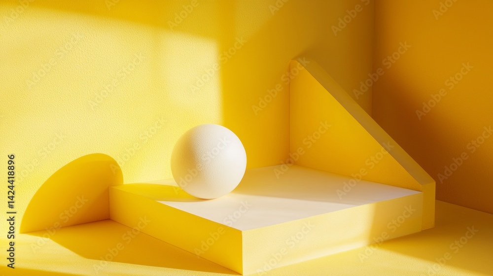 Minimal geometric stage in yellow and blue tones