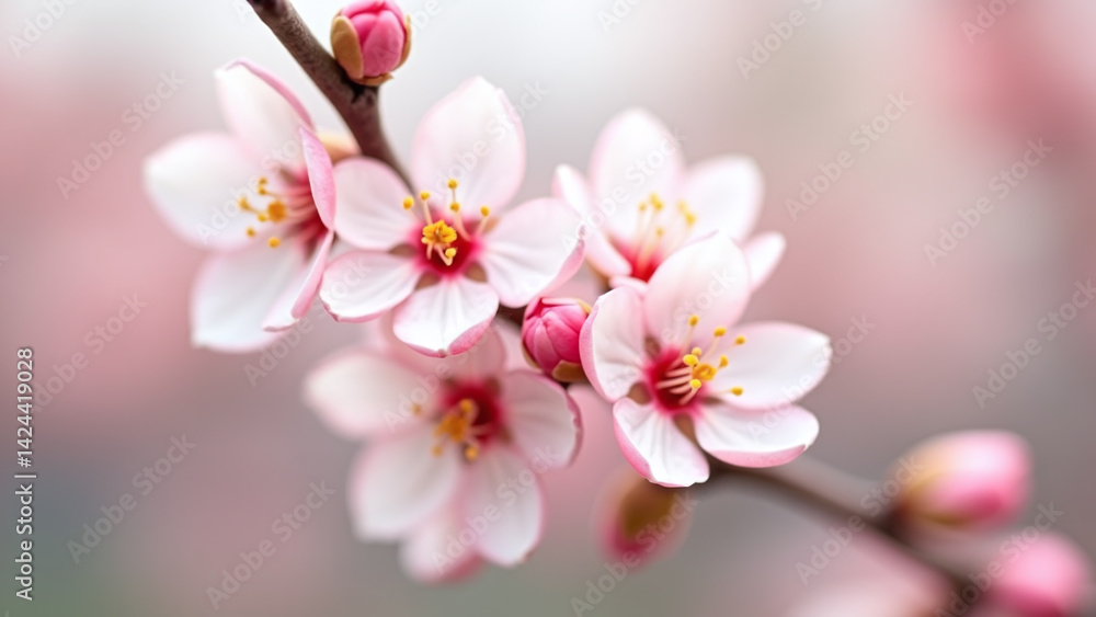 Branch with Pink and White Blossoms and Buds Branch with Pink and White Blossoms and Buds