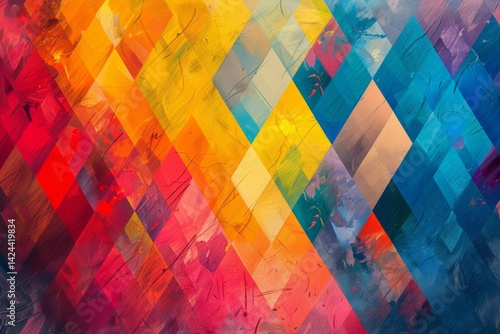 vibrant diamond pattern painting background