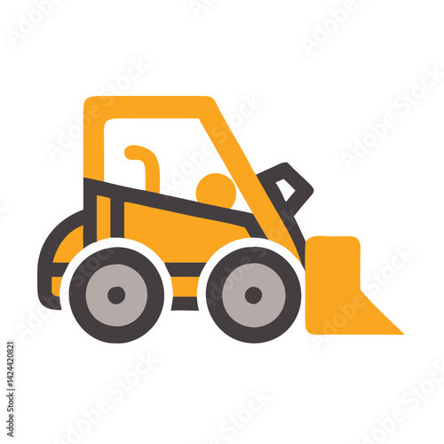 Modern skid steer loader icon vector on black background