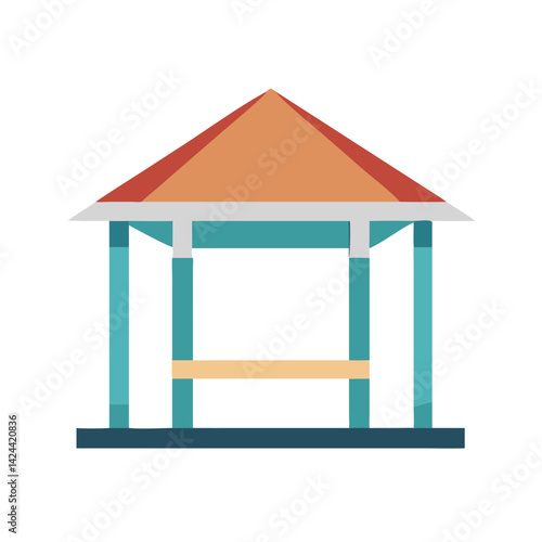 Simple gazebo vector art illustration on black background