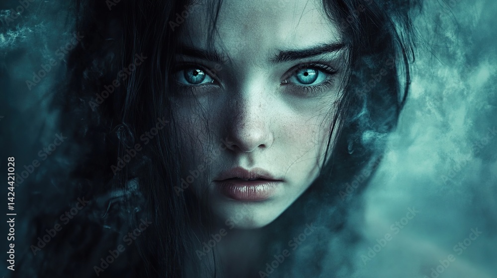 Intense, mysterious, ethereal female portrait Intense, mysterious, ethereal female portrait