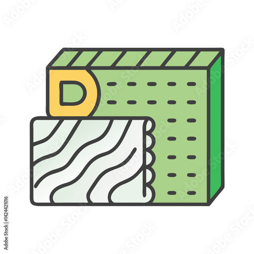 Foam material icon for insulation, soundproofing, comfort