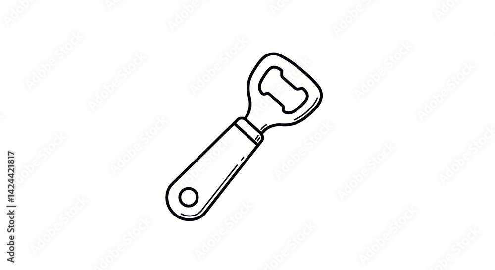 Bottle Opener Outline Icon on White. Bottle Opener Outline Icon on White.