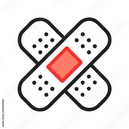 Medical plaster icon, crossed bandages, healthcare and protection