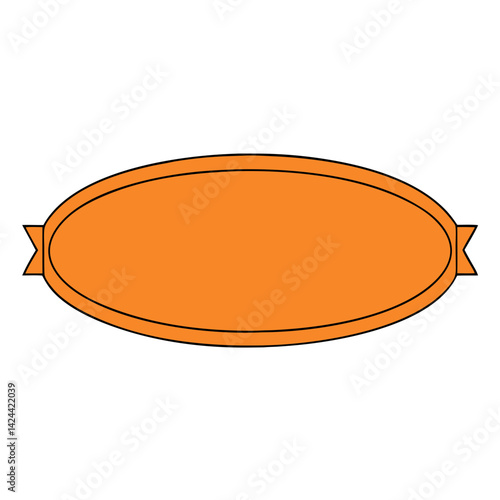 A minimalist illustration of an orange emblem. The design has an oval shape, creating a sense of formality and sophistication.