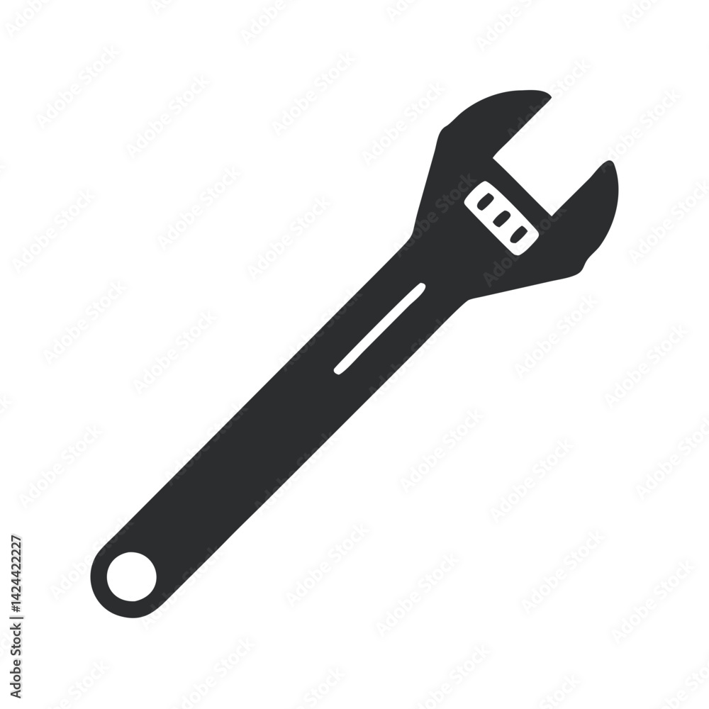 Adjustable Wrench Tool Icon for Engineering and Repair Adjustable Wrench Tool Icon for Engineering and Repair