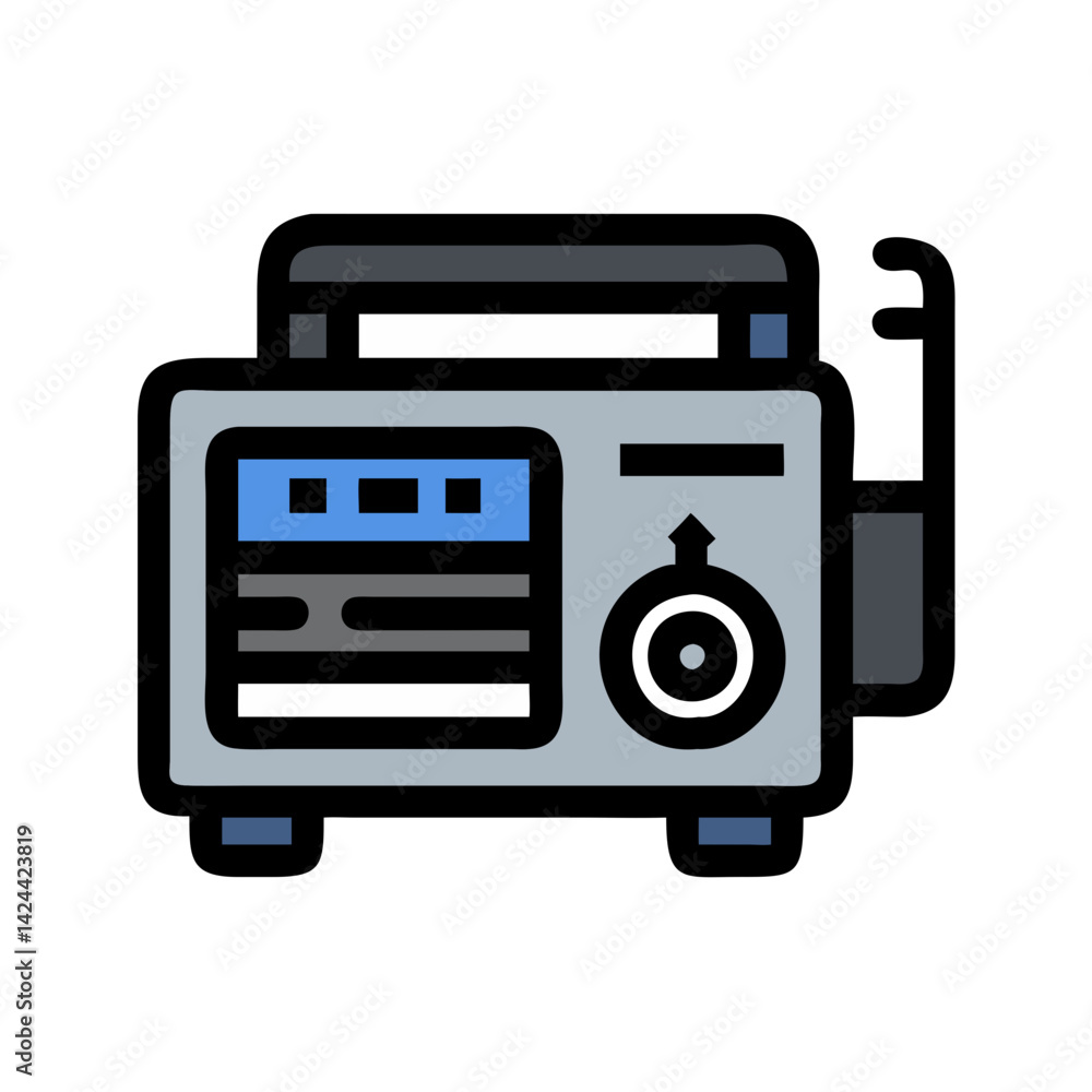 Old Radio Illustration, Retro Audio Device on Black Background Old Radio Illustration, Retro Audio Device on Black Background