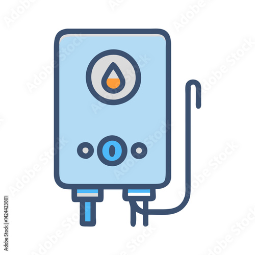 Modern tankless water heater icon on black background