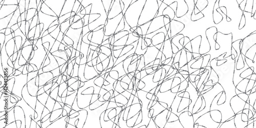 Tangled loopy barbwire graphic seamless bg. Black squiggly razor wire on white background. No entry security concept. Army camp. Jail fence. Vector illustration