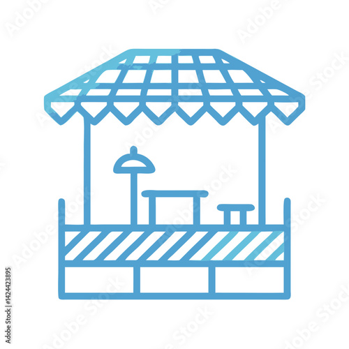 Gradient Blue Booth Icon Illustration on Black Background