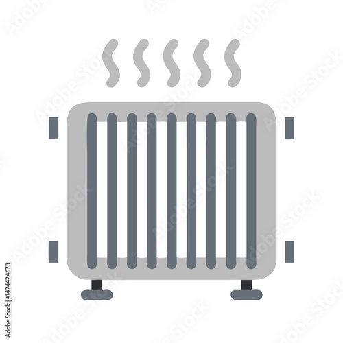Radiator icon illustration; home heating on black background