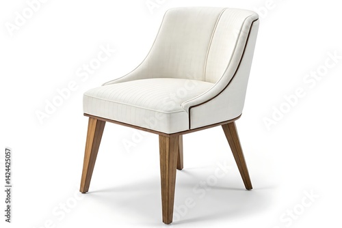 Wallpaper Mural Upholstered Dining Chair with Wood Frame, Contemporary Style, White Fabric and Walnut Finish Torontodigital.ca