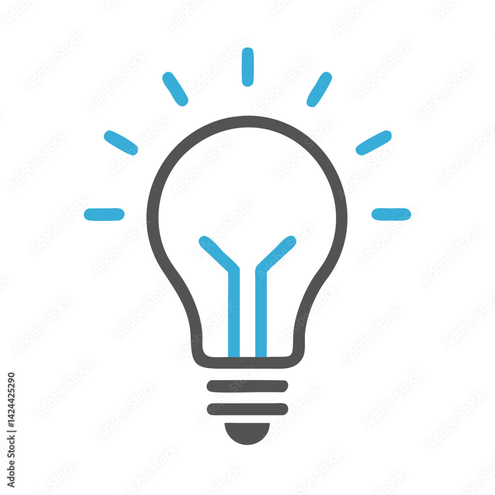 Light Bulb Icon with Rays - Innovation Concept Light Bulb Icon with Rays - Innovation Concept