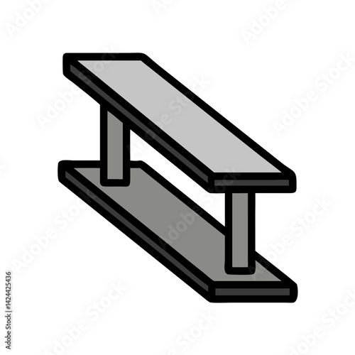 Steel I-Beam Isometric View on Black Background