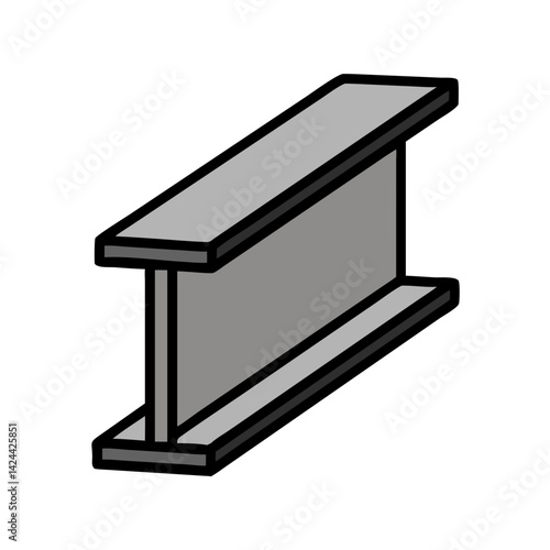 Illustration of an I-beam structural steel on black