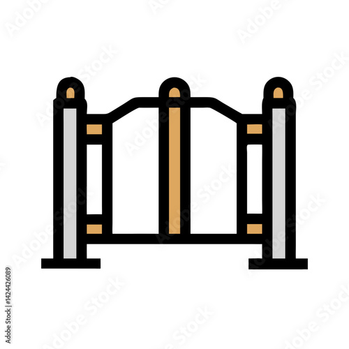 Stylized Gate or Barrier on Black Background Illustration