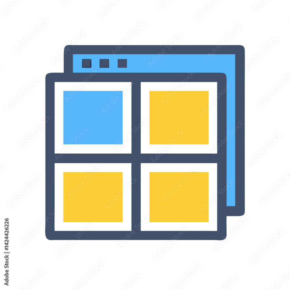 Website Grid Layout: Blue and Yellow Design Element Website Grid Layout: Blue and Yellow Design Element
