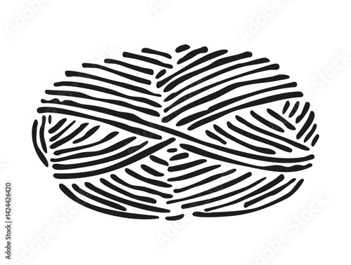 Oval skein of yarn without label. Hand-drawn vector illustration. Yarn and knitting supply concept for design and print