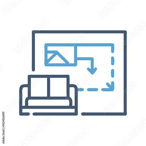 Icon of living room floor plan and sofa