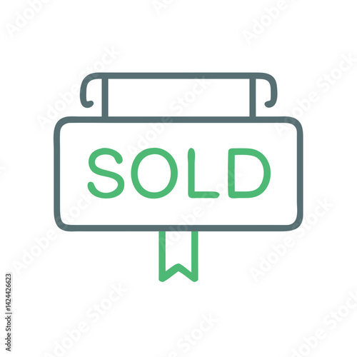 Modern Sold Sign Icon on Black Background