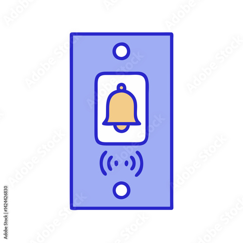 Wireless Doorbell Illustration with Signal, Icon, Button