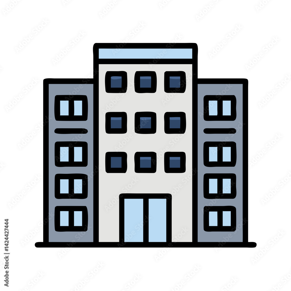 Office Building Icon Vector Illustration on Black Background Office Building Icon Vector Illustration on Black Background