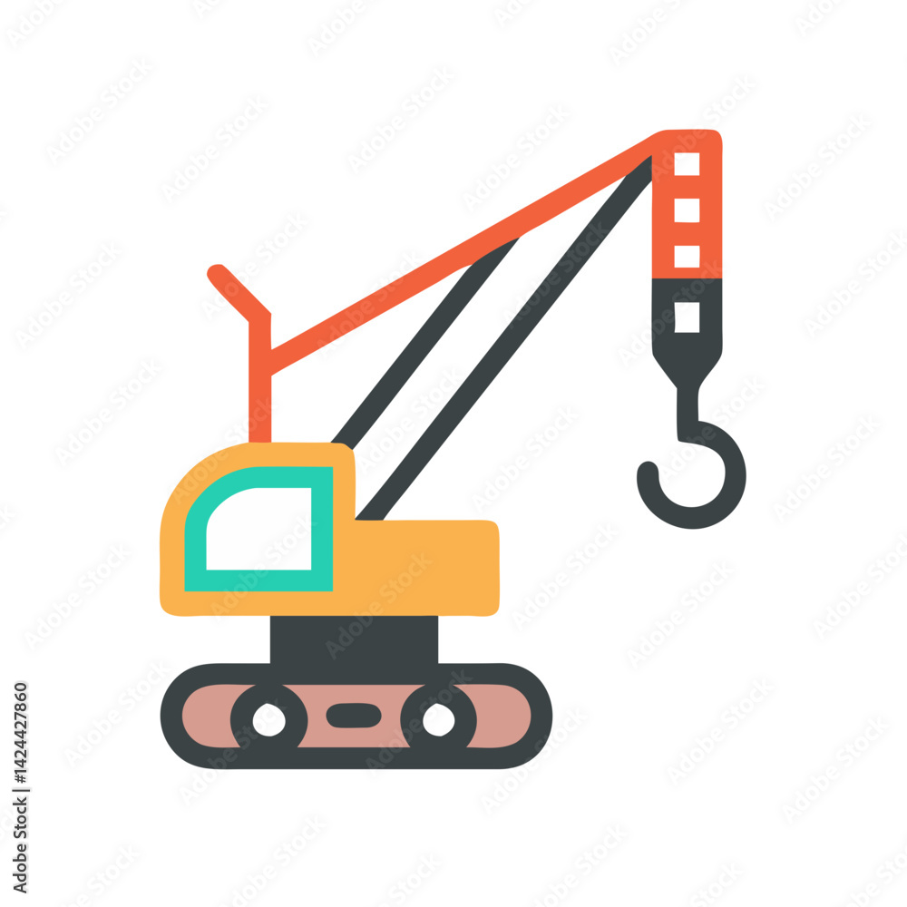 Cartoon Crawler Crane Illustration on Black Background Vector Cartoon Crawler Crane Illustration on Black Background Vector