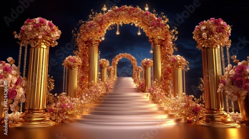 Golden Floral Archway: A Pathway to Dreams