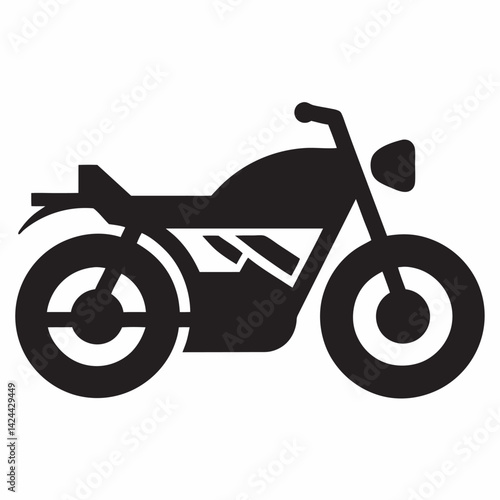 Motorcycle Icon on Black and White Vector silhouette 