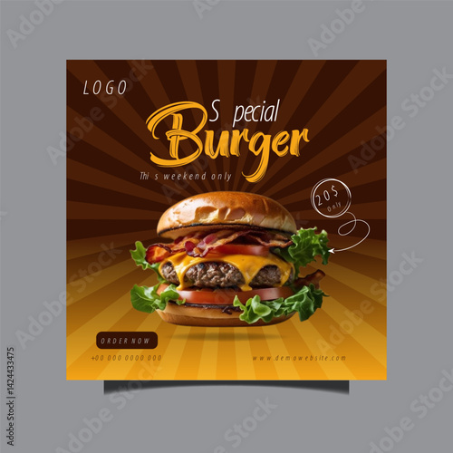 Printable social media food post template design