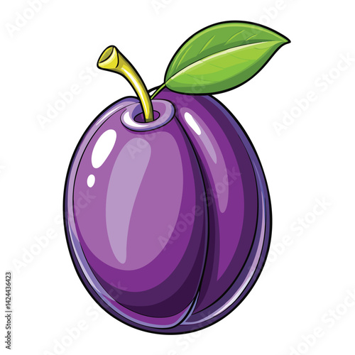 Vibrant plum fruit illustration