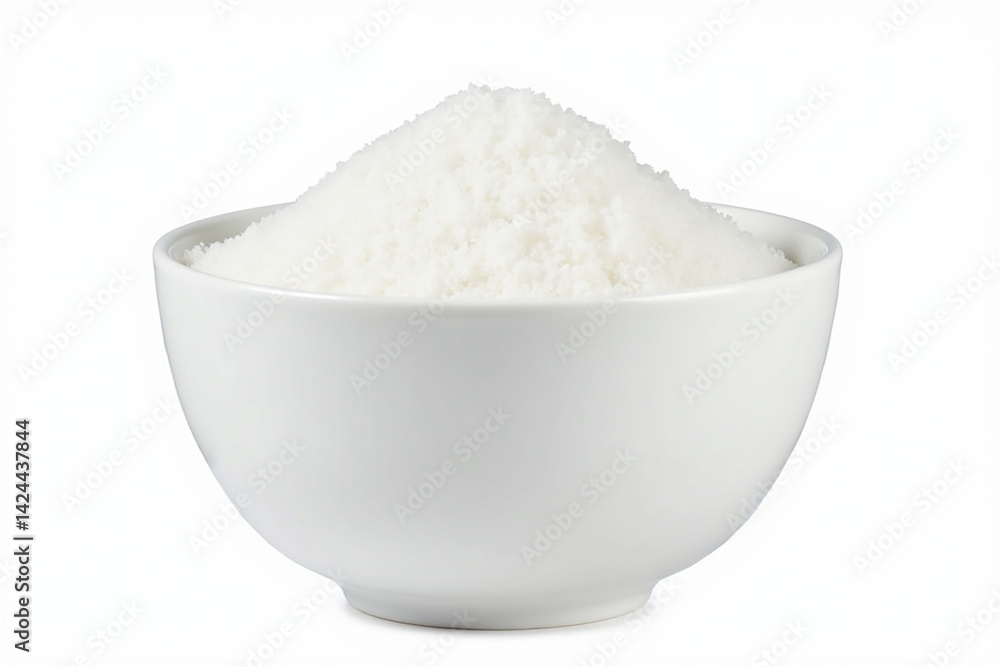 A pristine bowl overflowing with delicate coconut flakes, ready for culinary adventures in a bright, clean setting. A pristine bowl overflowing with delicate coconut flakes, ready for culinary adventures in a bright, clean setting.