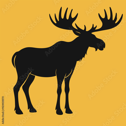 Vector silhouette moose with horns