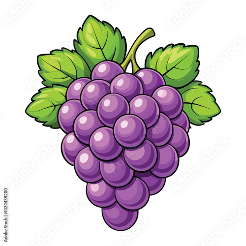 Purple grapes with leaves