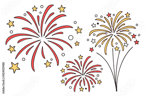 firework icon set, happy new year firework.