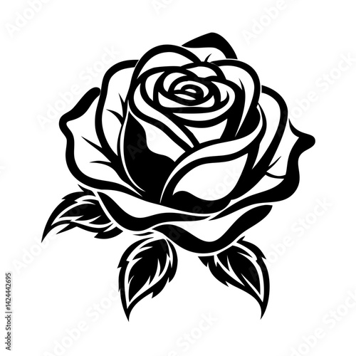 This is a stylized black and white flower illustration, perfect for:

 Tattoo designs
 Stickers or decals
 T-shirt prints
 Laser cutting or engraving patterns