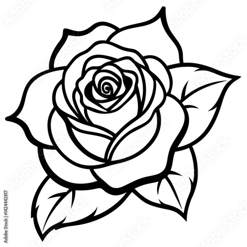 This is a stylized black and white flower illustration, perfect for:

 Tattoo designs
 Stickers or decals
 T-shirt prints
 Laser cutting or engraving patterns
