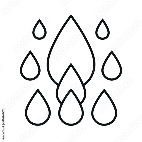 Rain Symbol Line Drawing White Background
