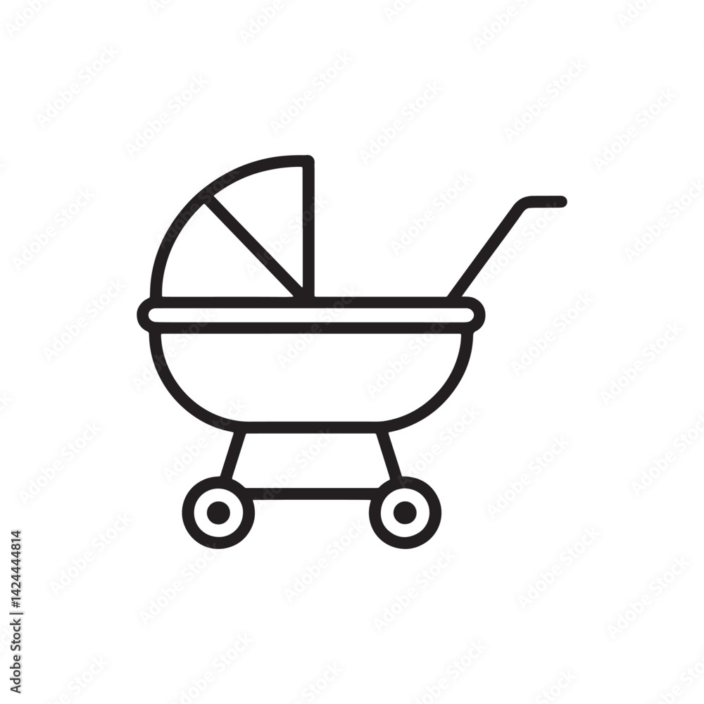 Black Silhouette of a Baby Stroller Icon Representing Infant Mobility, Parenting, and Childcare for Family, Convenience, Editable Vector Illustration Isolated on a White Background Black Silhouette of a Baby Stroller Icon Representing Infant Mobility, Parenting, and Childcare for Family, Convenience, Editable Vector Illustration Isolated on a White Background