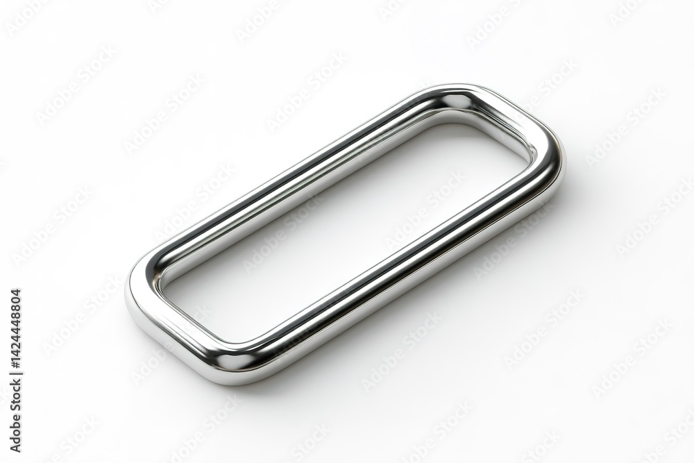 Curved metallic clip resting on a white surface, showcasing a sleek design and polished finish in bright lighting Curved metallic clip resting on a white surface, showcasing a sleek design and polished finish in bright lighting